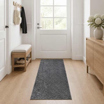 vidaXL Vloerkleed Antraciet 80 x 200 cm 100% Polyester 3 mm, Verzenden, Nieuw