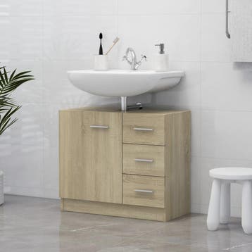 vidaXL Wastafelkast 63x30x54 cm bewerkt hout sonoma, Verzenden, Nieuw, Wastafelkast, Minder dan 100 cm