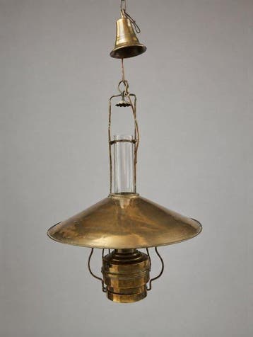 Plafondlamp - Verguld messing - Petroleum geschorst