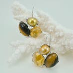Zilver - Oorbellen - tijgeroog, kwarts, Antiek en Kunst