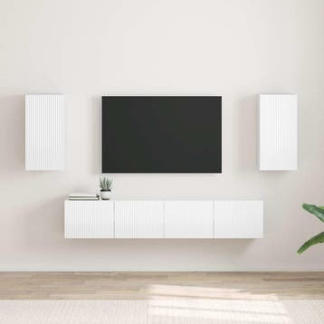 vidaXL TV Wandkast 2 st Glanzend Wit Bewerkt hout, Minder dan 50 cm, Verzenden, Nieuw, Minder dan 100 cm
