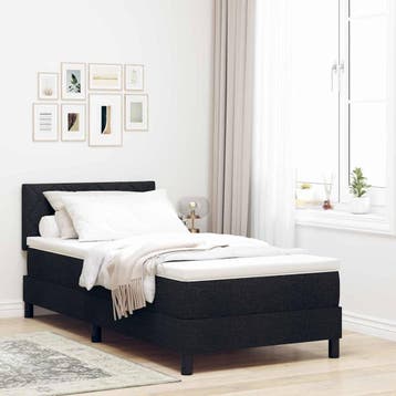 vidaXL Boxspring bed met kussen met hoofdeinde Zwart 90 x, Verzenden, Nieuw, Zwart, Stof