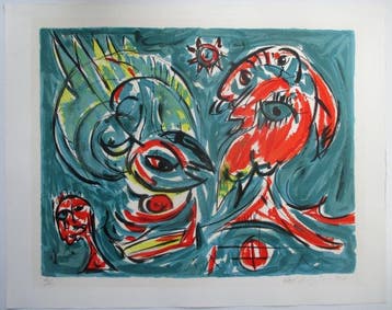 Carl-Henning Pedersen (1913-2007) - LOiseau Bleu