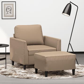 vidaXL Fauteuil met voetenbank 60 cm kunstleer, Eenpersoons, Verzenden, Nieuw, Leer