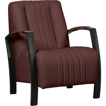 Leren fauteuil Glamour - Toledo Bordeaux (donkerrood), Huis en Inrichting, Nieuw, Ophalen of Verzenden, 50 tot 75 cm, Industrieel, Modern, Retro