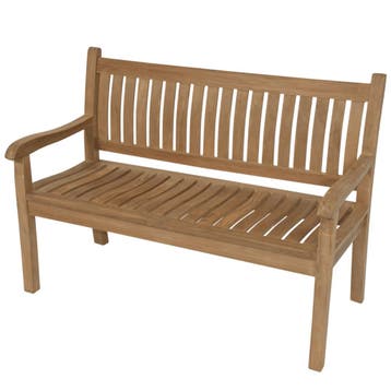 Teak tuinbank gebogen rug 180 cm, Ophalen of Verzenden, Nieuw