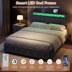 LIVSK Tweepersoonsbedframe met LEDverlichting en USB-aanslui, Huis en Inrichting, Verzenden, Nieuw