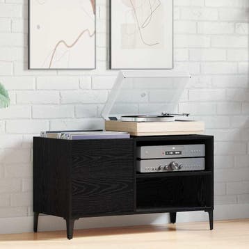 vidaXL Platenkast met plank Zwart Eiken 84,5 x 38 x 48 cm, Verzenden, Nieuw