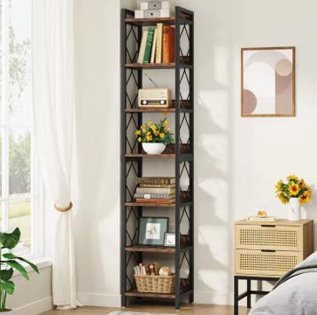 Smalle Boekenkast met 7 Planken – Hoge Industrieel Kast, Huis en Inrichting, Kasten | Boekenkasten, Verzenden, Nieuw