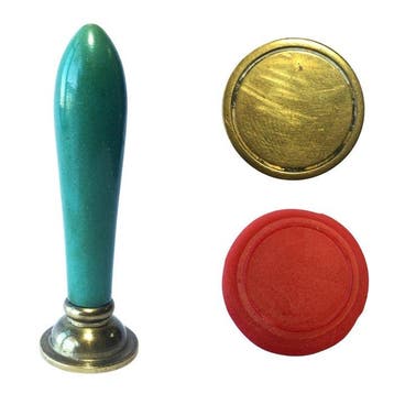 Vintage Green Handle and Brass Wax Seal Stamp with blank