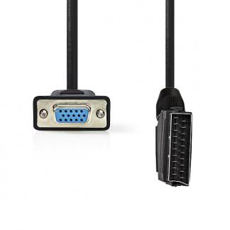 SCART naar VGA kabel | Nedis | 2 meter (Vernikkeld), Verzenden, Nieuw