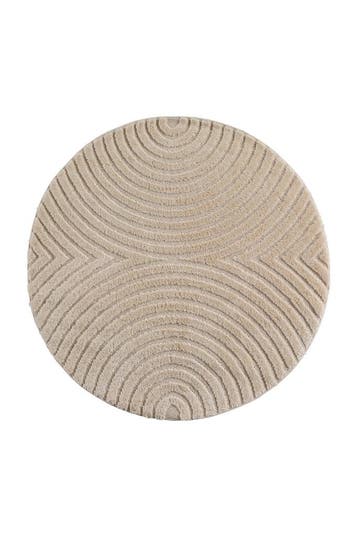 Rond Japandi Vloerkleed | Art | Bogen | Beige | 160x160 cm, Huis en Inrichting, Stoffering | Tapijten en Kleden, Verzenden, Nieuw