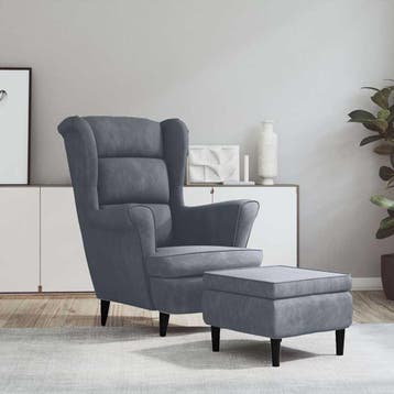 vidaXL Fauteuil met voetenbank fluweel donkergrijs, Verzenden, Nieuw