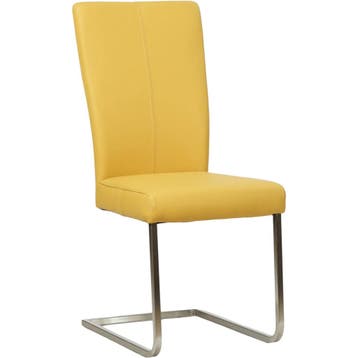 Leren eetkamerstoel Dry - Toledo Giallo (geel) - Sledepoot, Huis en Inrichting, Ophalen of Verzenden, Nieuw, Leer, Modern