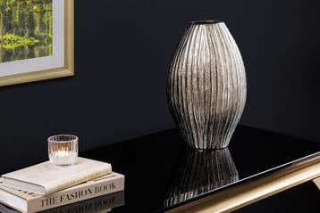 Moderne vaas ELEGANCE 35cm Zilver Metaal Gehamerd Design -, Ophalen of Verzenden, Nieuw