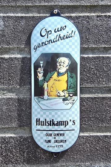 Emaille Deurpostje Hulstkamp's oude genever, Verzenden, Nieuw