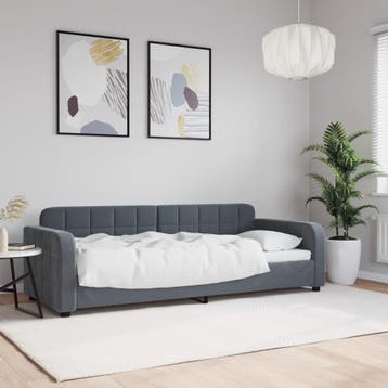 vidaXL Slaapbank 80x200 cm fluweel donkergrijs, Eenpersoons, Verzenden, Nieuw, 80 cm