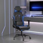 vidaXL Gamestoel met voetensteun kunstleer zwart en blauw, Verzenden, Nieuw, Blauw