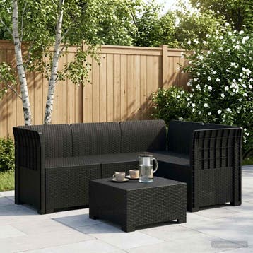 vidaXL 4-Zits Tuin Sofa Rattan Look PP Antraciet, Verzenden, Nieuw