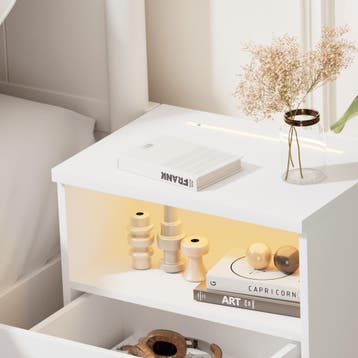 Nachtkastje Jamie Wit 55x40x28cm (Slaapkamer, Interieur), Huis en Inrichting, Slaapkamer | Bedden, Verzenden, Nieuw