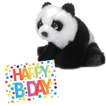 Pluche panda knuffel - 15 cm - met verjaardagskaart, Verzenden, Nieuw