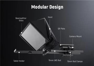 12 Teleprompter met 15mm LWS Rod en App Control, Verzenden, Nieuw