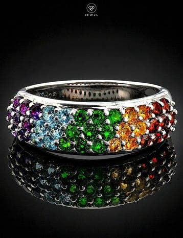 Regenboog-edelsteenring - 925 sterlingzilver - Amethist