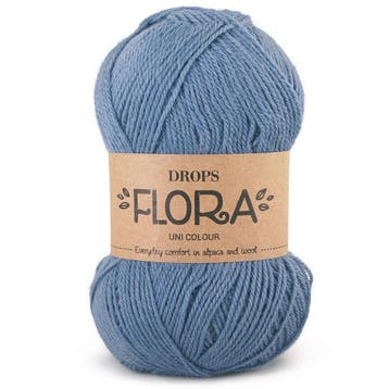 DROPS Flora Uni Colour - 13 denimblauw - Wol Garen, Ophalen of Verzenden, Nieuw