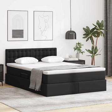 vidaXL Opslag bed met matras met opslag Zwart 140 x 200 cm, Verzenden, Nieuw, Zwart, Overige materialen