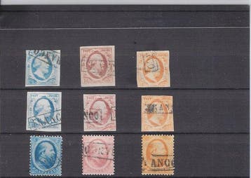 Nederland 1852 - 2x serie Koning Willem III NVPH 1 t/m 3, Postzegels en Munten, Gestempeld