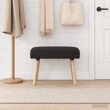 vidaXL Bank Effen Zwart 60 x 40 x 45 cm Bouclé, Huis en Inrichting, Banken | Bankstellen, Verzenden, Nieuw, Stof