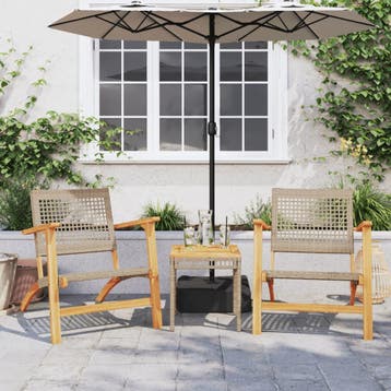 vidaXL 3-delige Bistroset poly rattan en massief acaciahout, Verzenden, Nieuw