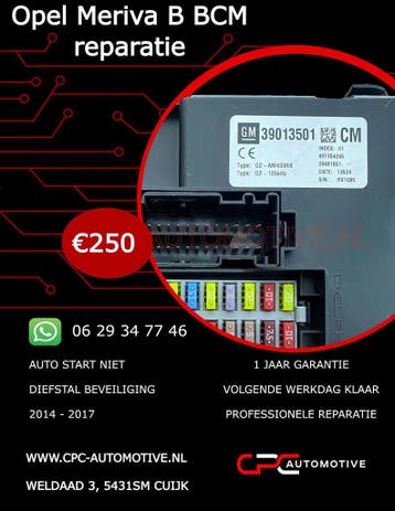 Opel Meriva startblokkering reparatie BCM 39013501CM, Ophalen, Nieuw, Opel