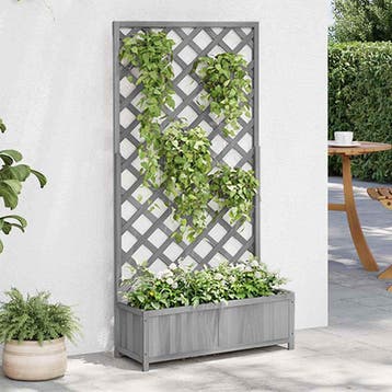 vidaXL Plantenbak met latwerk 90x35x180 cm massief vurenhout, Verzenden, Minder dan 60 cm, Nieuw, 60 cm of meer