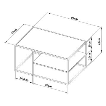Salontafel Solund met plank 45x90x60 cm wit mat [en.casa], Verzenden, Nieuw