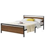 Metalen bed Finse bedframe zwart en walnootkleurig 140x200, Huis en Inrichting, Slaapkamer | Bedden, Verzenden, Nieuw