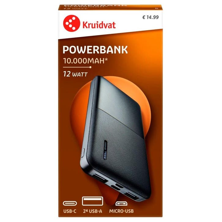 Kruidvat 10.000 mAh Powerbank, Telecommunicatie, Mobiele telefoons | Toebehoren en Onderdelen, Nieuw, Verzenden