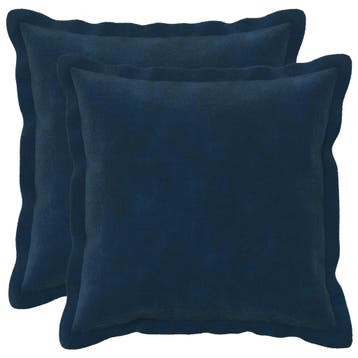 vidaXL Kussensloop 2 pcs HOUTEN Blauw 45 x 45 cm Microfiber, Verzenden, Nieuw, Blauw