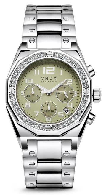 VNDX The One Silver Green MS12886-18 dameshorloge, Overige merken, Staal, Verzenden, Polshorloge