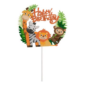 Taarttopper Jungle Dieren Happy Birthday**, Verzenden, Nieuw