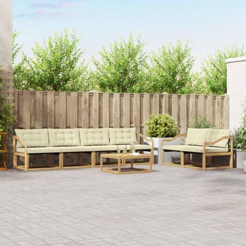 vidaXL Buiten bankenset 7 st Wit en crèmekleurig, Verzenden, Nieuw