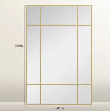 Rechthoekige Wandspiegel 90x60 cm Metalen Frame Raamdesign, Verzenden, Nieuw