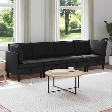vidaXL Woonkamer Meubelset 4 st Zwart Stof, Verzenden, Nieuw, Stof, Minder dan 150 cm