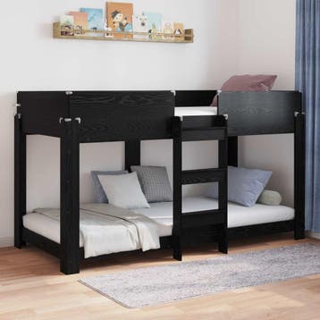 vidaXL Bunk Bed voor Kinderen Zwart Eiken 80 x 200 cm, Verzenden, Nieuw, Zwart, Hout