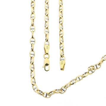 Bicolor gouden fantasieschakel ketting; Midas, Sieraden, Tassen en Uiterlijk, Kettingen, Ophalen of Verzenden, Gebruikt, Overige kleuren