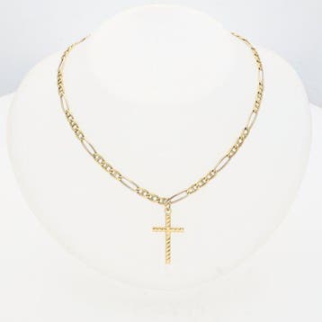 Halsketting - 18 karaat Geel goud - Figaro schakel, Sieraden, Tassen en Uiterlijk, Kettingen, Nieuw