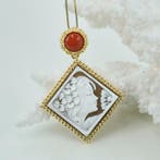 Koraal - Zilver, Verguld - Ketting met hanger - Handgesneden