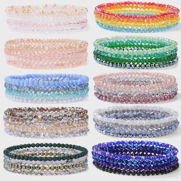 Set van 4 Kristallen Kralen Armbanden - Kleurrijk & Elegant, Verzenden, Nieuw