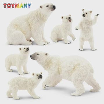 Set van 6 Realistische IJsbeer Miniatuur Figuren - Speelgoed