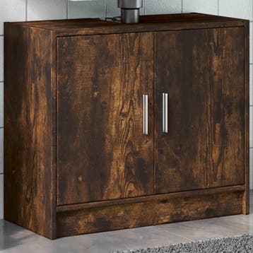 vidaXL Wastafelkast 63x29x55 cm bewerkt hout gerookt, Verzenden, Nieuw, Wastafelkast, Minder dan 100 cm